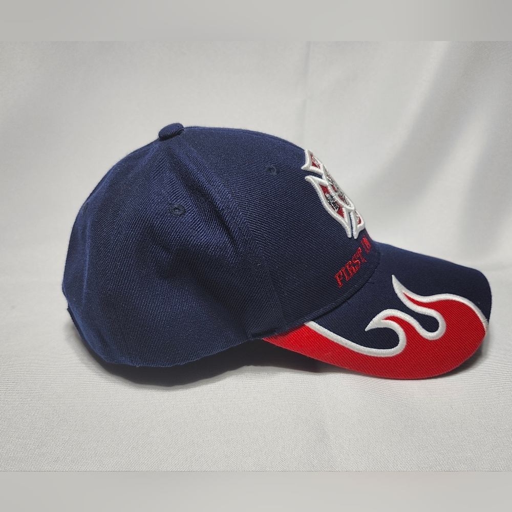 First In Last Out Fire Department Rescue EMS Flame Cap Hat Adult Adjustable - Picture 9 of 12
